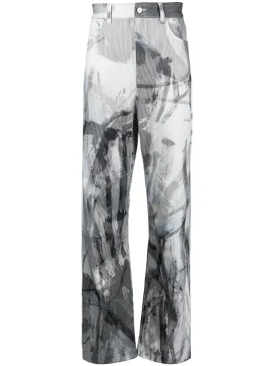 Mcq By Alexander Mcqueen Abstract-print Straight-leg Trousers In Schwarz