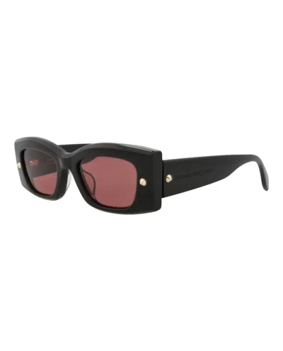 Pre-owned Mcq By Alexander Mcqueen Alexander Mcqueen Square Rectangle Sunglasses In Black Black Red (am0426s/30014623/006)