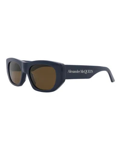 Pre-owned Mcq By Alexander Mcqueen Alexander Mcqueen Square Rectangle Sunglasses In Blue Blue Brown (am0450s/30015165/003)