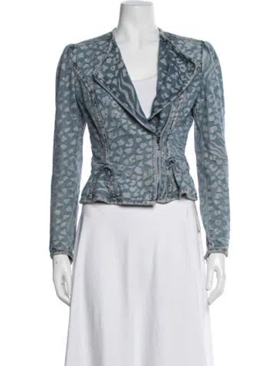 Pre-owned Mcq By Alexander Mcqueen Animal Print Denim Jacket In Blue