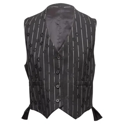 Pre-owned Mcq By Alexander Mcqueen Black & White Mcq Alexander Mcqueen Pinstriped Waistcoat Vest Size It 42