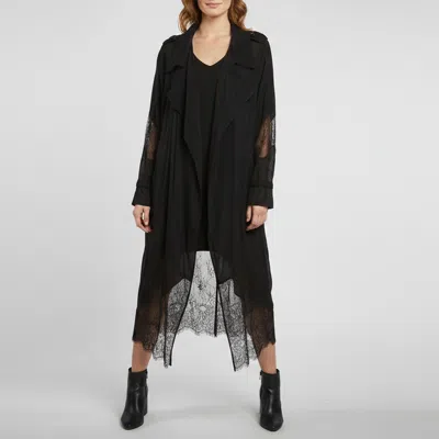 Pre-owned Mcq By Alexander Mcqueen Black Chiffon And Lace Detail Open Jacket L