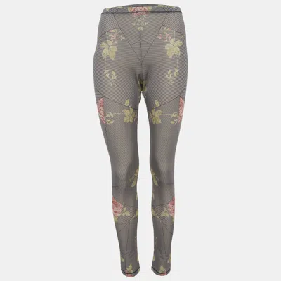 Pre-owned Mcq By Alexander Mcqueen Black Houndstooth Printed Leggings L