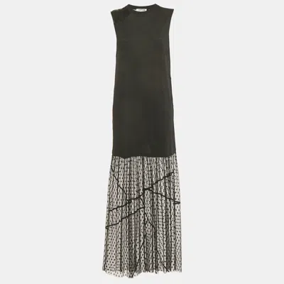 Pre-owned Mcq By Alexander Mcqueen Black Jersey And Mesh Maxi Dress M