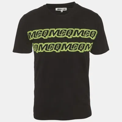 Pre-owned Mcq By Alexander Mcqueen Black Jersey Embroidered Logo T-shirt L