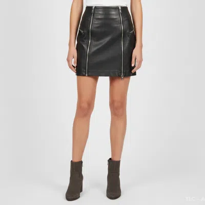 Pre-owned Mcq By Alexander Mcqueen Black Leather Zip Detail Mini Skirt S