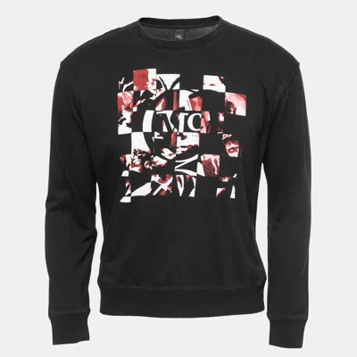 Pre-owned Mcq By Alexander Mcqueen Black Printed Cotton Knit Crew Neck T-shirt S