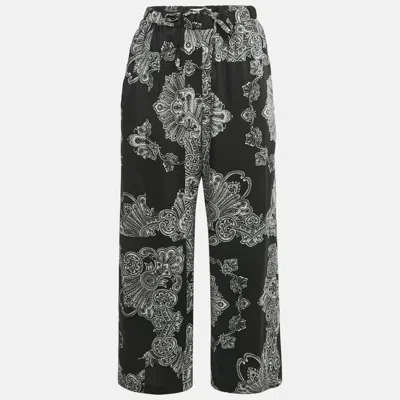 Pre-owned Mcq By Alexander Mcqueen Black Printed Crepe Palazzo Pants S