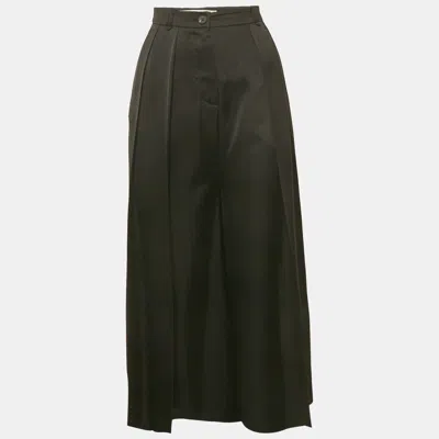 Pre-owned Mcq By Alexander Mcqueen Black Satin Pleated Culottes S