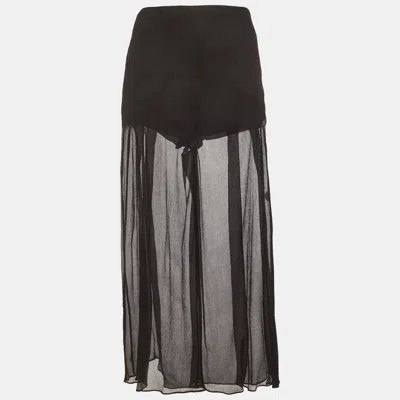 Pre-owned Mcq By Alexander Mcqueen Black Silk Chiffon Wide Leg Pants S