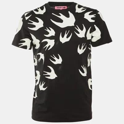 Pre-owned Mcq By Alexander Mcqueen Black Swallow Printed Cotton Knit T-shirt M