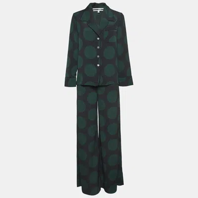 Pre-owned Mcq By Alexander Mcqueen Black/green Polka Dots Crepe Pajama Set S