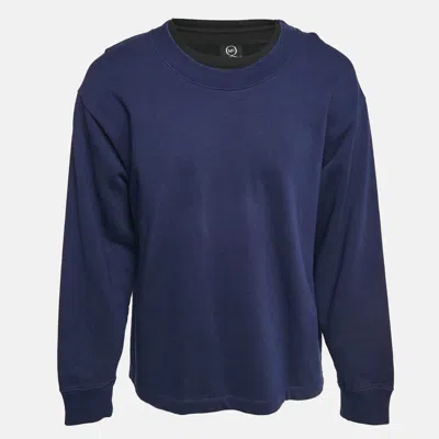 Pre-owned Mcq By Alexander Mcqueen Blue Cotton Knit Layered Sweatshirt L