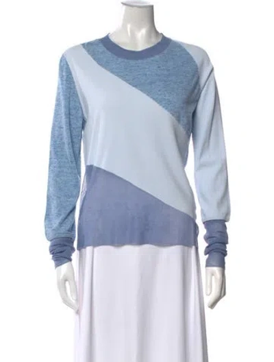 Pre-owned Mcq By Alexander Mcqueen Colorblock Pattern Crew Neck Top In Blue