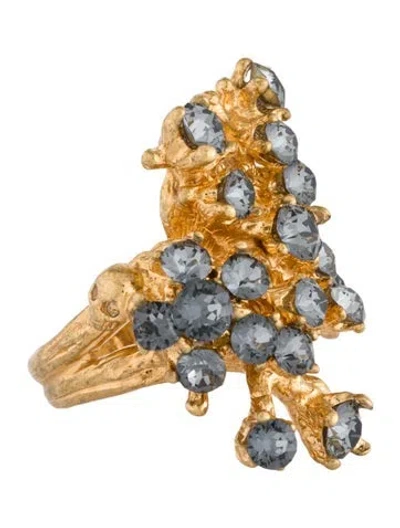 Pre-owned Mcq By Alexander Mcqueen Crystal Branch Cocktail Ring In Gray