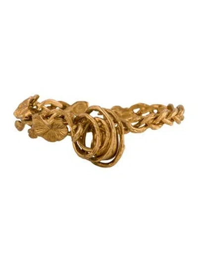 Pre-owned Mcq By Alexander Mcqueen Crystal Vine Skull Cuff Bracelet, 7" In Orange