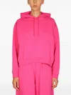 Mcq By Alexander Mcqueen Knitwear Hoodie With Drawstring And Embossed Pattern In Pink
