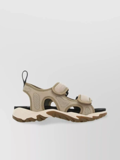Mcq By Alexander Mcqueen Fabric Chunky Sole Sandals With Cut-out Design In Beige