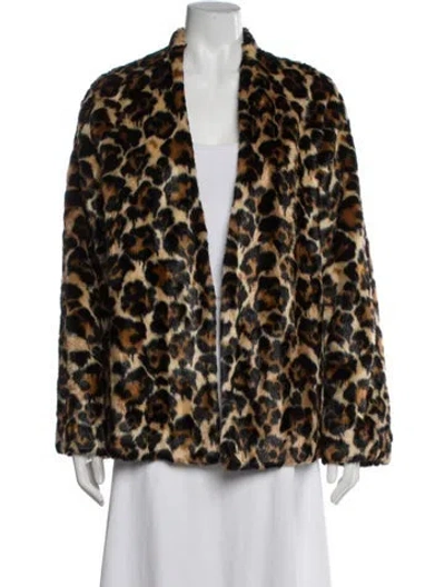 Pre-owned Mcq By Alexander Mcqueen Faux Fur Animal Print Cape In Brown