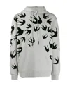 Mcq By Alexander Mcqueen Flock Swallow Hoodie In Gray