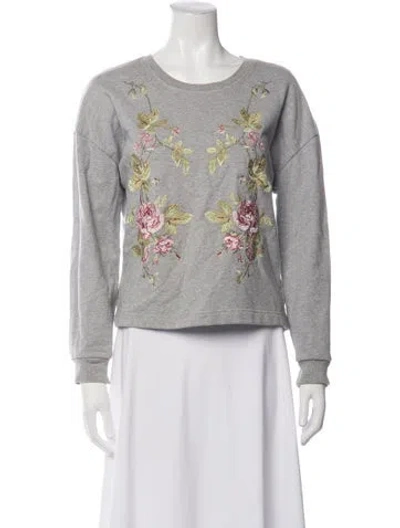 Pre-owned Mcq By Alexander Mcqueen Floral Print Crew Neck Sweater In Grey