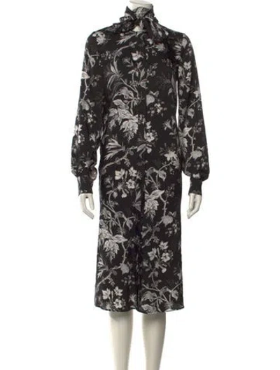 Pre-owned Mcq By Alexander Mcqueen Floral Print Long Dress In Black