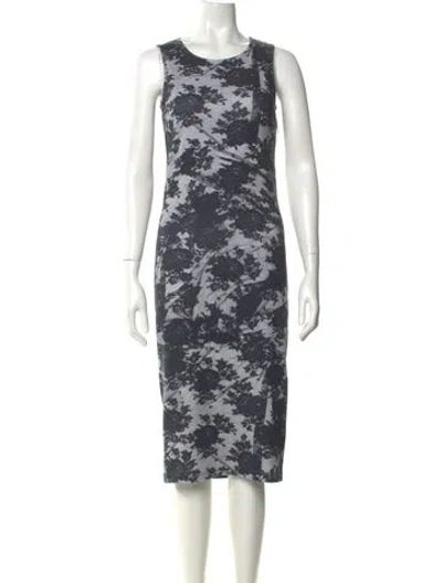 Pre-owned Mcq By Alexander Mcqueen Floral Print Midi Length Dress In Gray