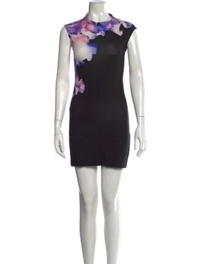 Pre-owned Mcq By Alexander Mcqueen Floral Print Mini Dress In Black