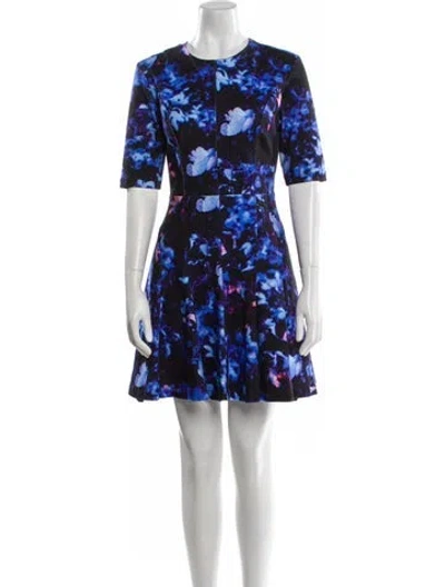 Pre-owned Mcq By Alexander Mcqueen Floral Print Mini Dress In Purple