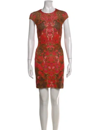 Pre-owned Mcq By Alexander Mcqueen Floral Print Mini Dress In Red