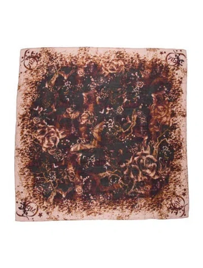 Pre-owned Mcq By Alexander Mcqueen Floral Print Scarf In Brown