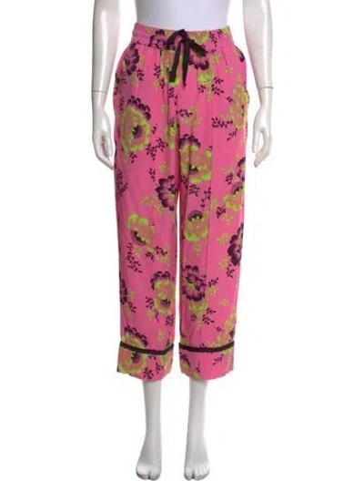 Pre-owned Mcq By Alexander Mcqueen Floral Print Straight Leg Pants W/ Tags In Pink