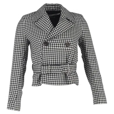 Mcq By Alexander Mcqueen Gingham Blazer In Black And White Cotton In Gray