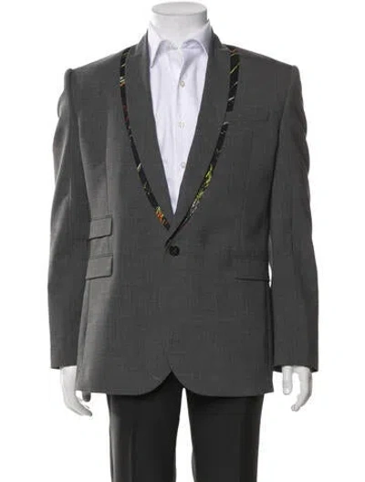 Pre-owned Mcq By Alexander Mcqueen Graphic Print Blazer In Grey