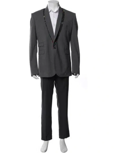 Pre-owned Mcq By Alexander Mcqueen Graphic Print Blazer In Grey