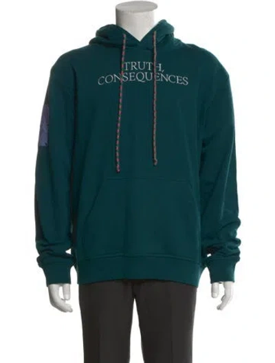 Pre-owned Mcq By Alexander Mcqueen Graphic Print Crew Neck Hoodie In Green