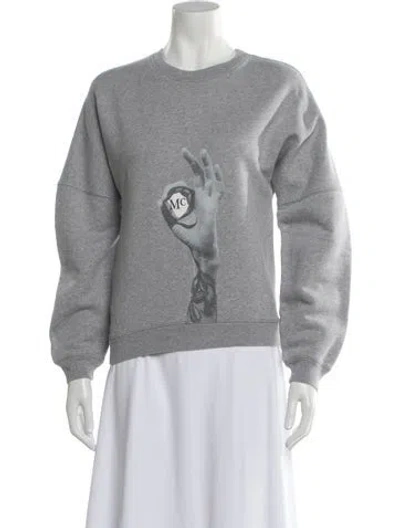 Pre-owned Mcq By Alexander Mcqueen Graphic Print Crew Neck Sweater In Gray