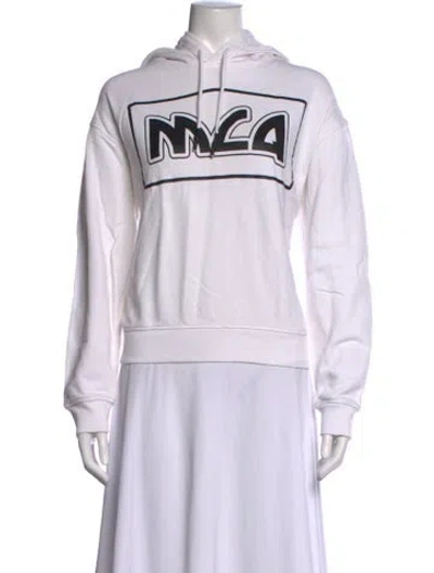 Pre-owned Mcq By Alexander Mcqueen Graphic Print Crew Neck Sweater In White