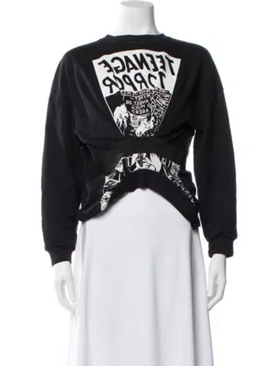 Pre-owned Mcq By Alexander Mcqueen Graphic Print Crew Neck Sweatshirt In Black
