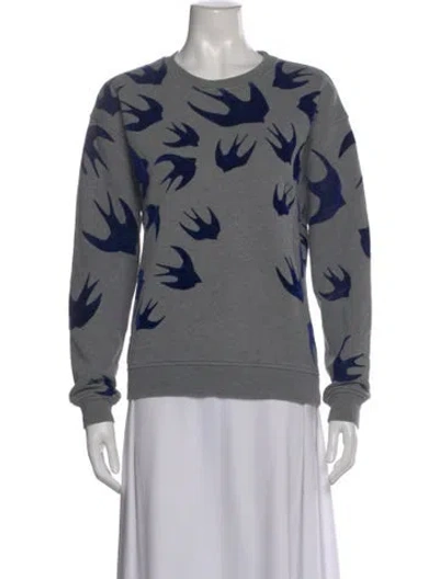 Pre-owned Mcq By Alexander Mcqueen Graphic Print Crew Neck Sweatshirt In Gray