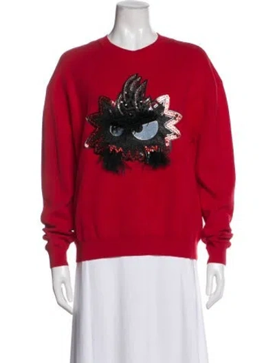Pre-owned Mcq By Alexander Mcqueen Graphic Print Crew Neck Sweatshirt In Red