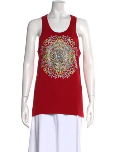 Pre-owned Mcq By Alexander Mcqueen Graphic Print Crew Neck Top In Red