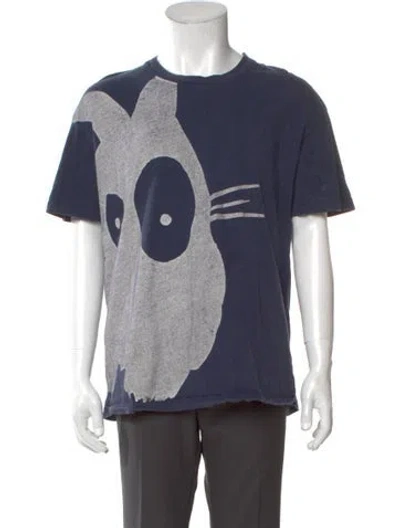 Pre-owned Mcq By Alexander Mcqueen Graphic Print Crew Neck T-shirt In Blue