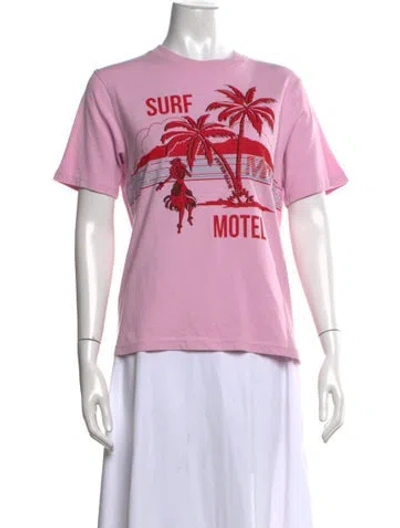 Pre-owned Mcq By Alexander Mcqueen Graphic Print Crew Neck T-shirt In Pink