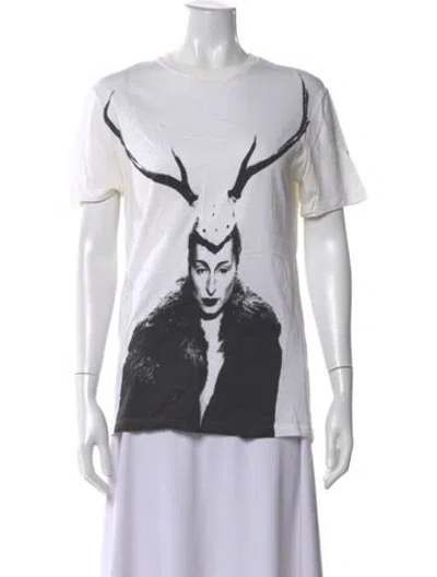 Pre-owned Mcq By Alexander Mcqueen Graphic Print Crew Neck T-shirt In White