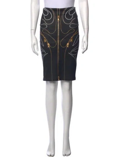 Pre-owned Mcq By Alexander Mcqueen Graphic Print Knee-length Skirt In Black