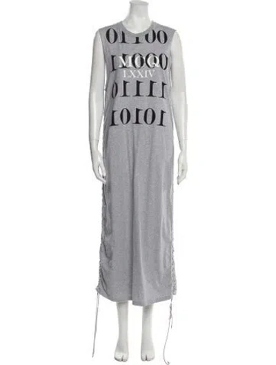 Pre-owned Mcq By Alexander Mcqueen Graphic Print Midi Length Dress In Gray