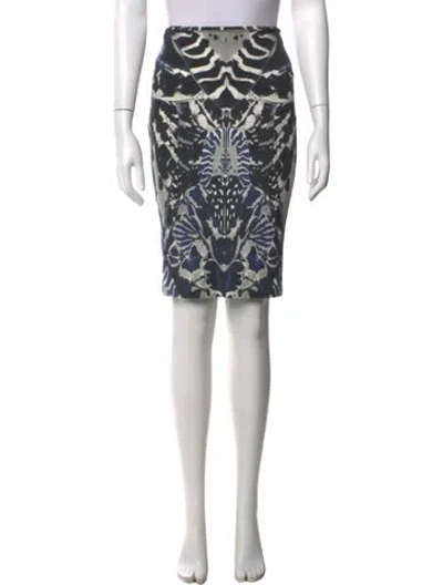 Pre-owned Mcq By Alexander Mcqueen Graphic Print Midi Length Skirt In Blue
