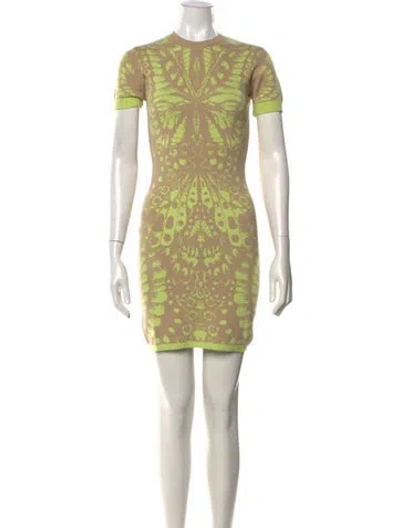 Pre-owned Mcq By Alexander Mcqueen Graphic Print Mini Dress W/ Tags In Green