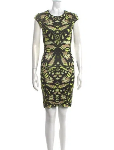 Pre-owned Mcq By Alexander Mcqueen Graphic Print Mini Dress In Yellow